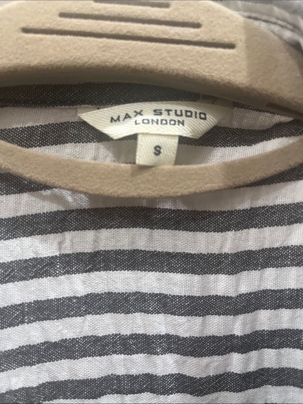 Max Studio Black and White Striped Short-Sleeve Button Shirt - Picture 2 of 5
